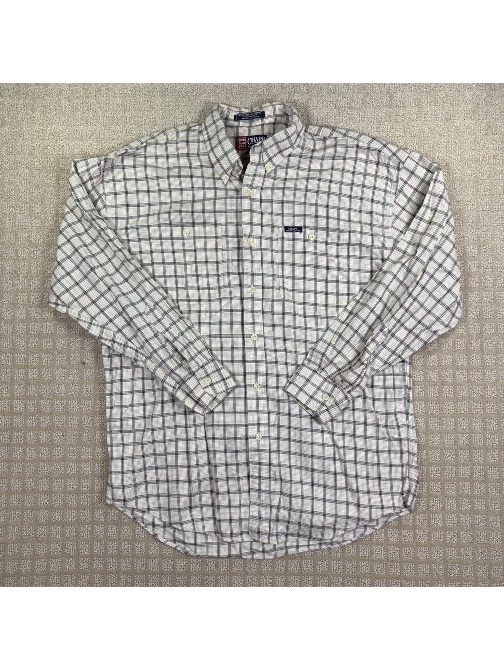 Chaps Ralph Lauren Plaid Button Front Shirt L